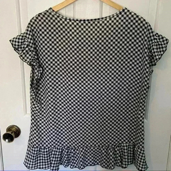 Gibson Latimer navy & white plaid blouse size medium - Picture 4 of 6